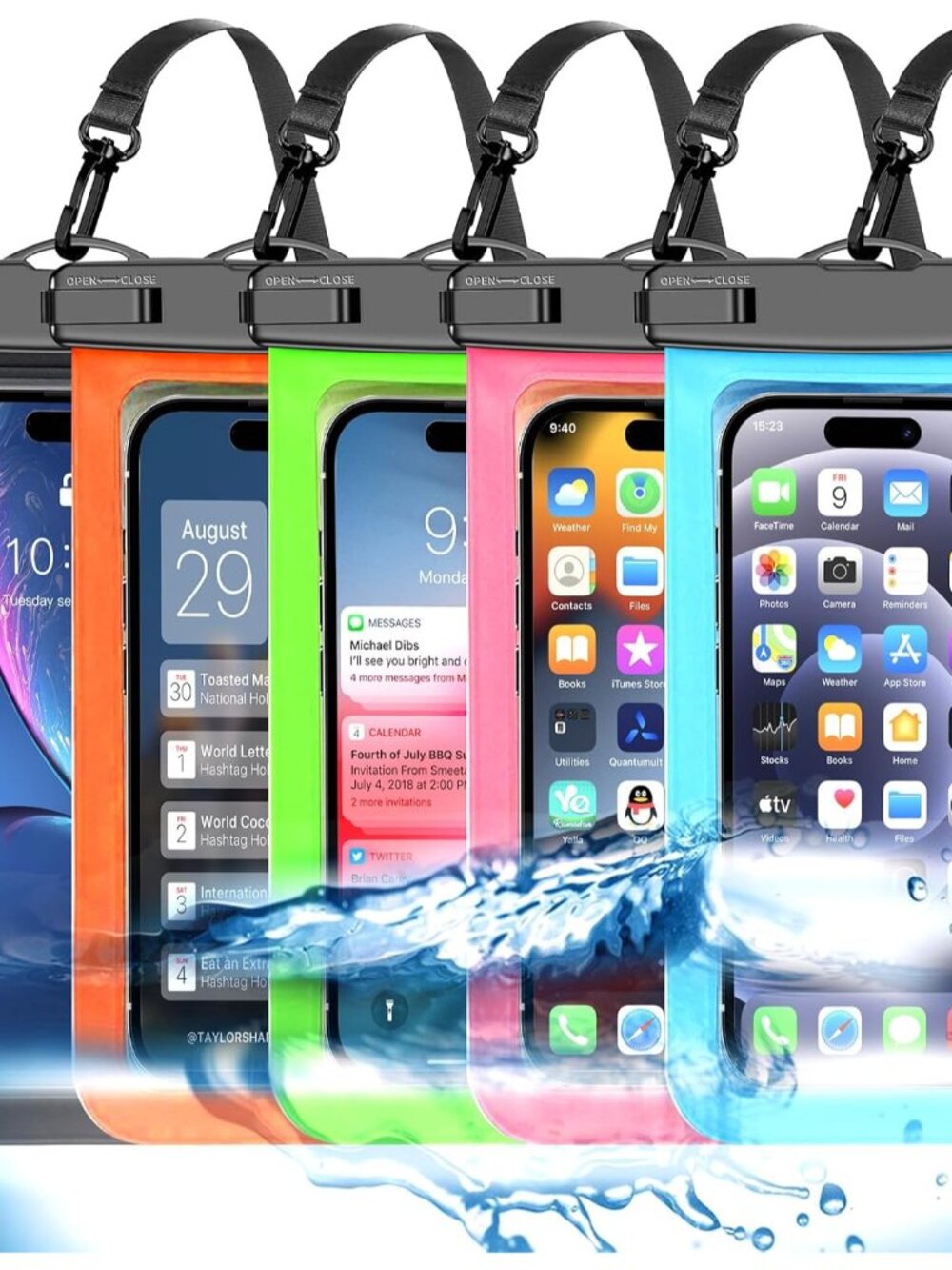 5 Pack Multicolor Waterproof Phone Pouch, Cell Phone Case Dry Bag,Protection Lev